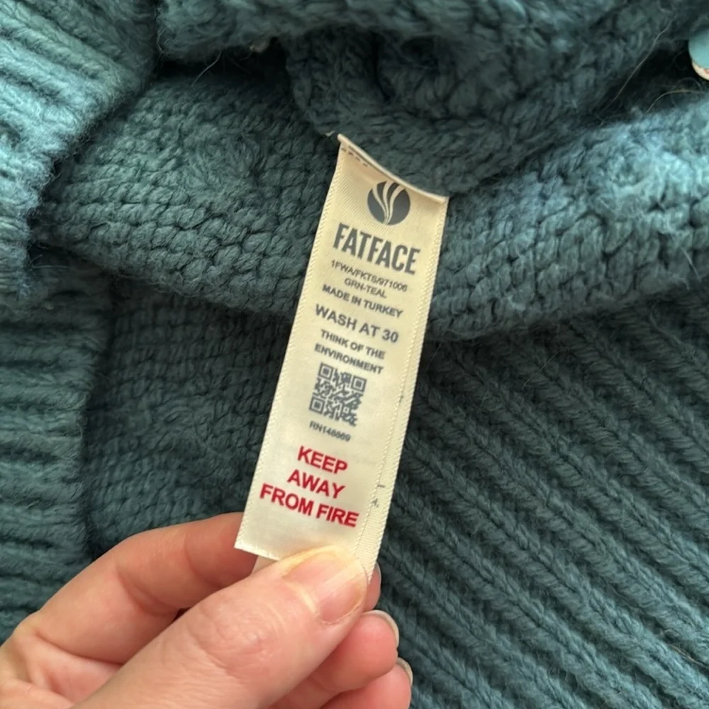 Fat Face Crew Neck Sweater Teal Blue Size 8 - Picture 5 of 6